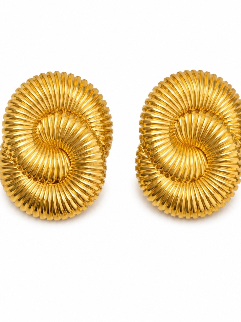 Elegant Gold Sculpted Swirl Earrings for Women - Picture 3 of 4